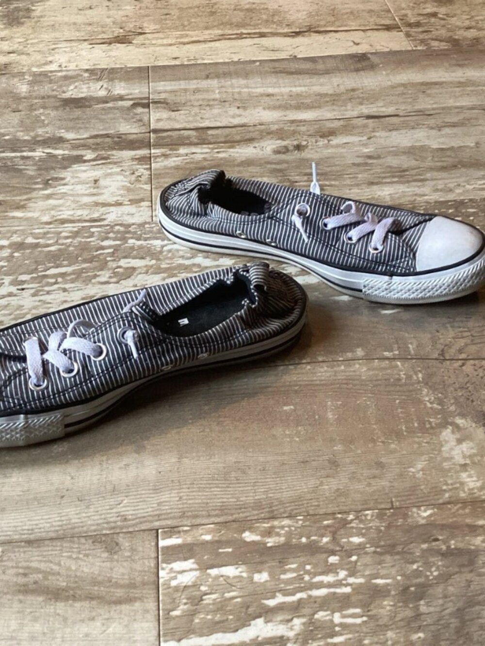 CONVERSE Chuck Taylor All Star Shoreline Slip-On Shoes Gray Pinstripes Women’s 9 - Picture 2 of 8